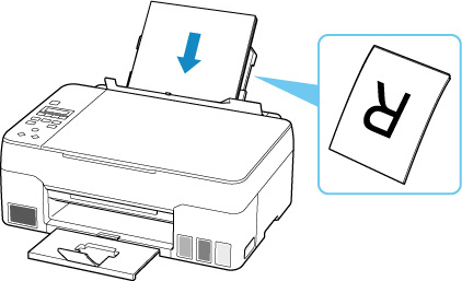 Load the paper stack in portrait orientation WITH THE PRINT SIDE FACING UP