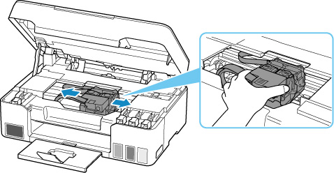 When moving the print head holder, hold the top of the print head holder and slide it slowly to the far right or left