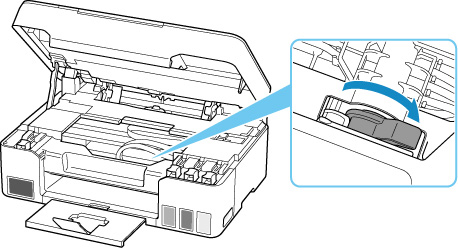 With the scanning unit / cover opened, tilt the ink valve to the right