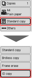 Figure: Select ID copy under Standard copy (outlined in red)