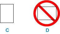 Always load paper in portrait orientation (C), as loading paper in landscape orientation (D) can cause paper jams