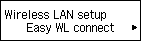 Wireless LAN setup screen: select Easy WL connect