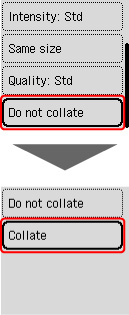 Select collate (outlined in red)