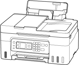 Figure: Outline of the printer with paper loaded in the rear tray