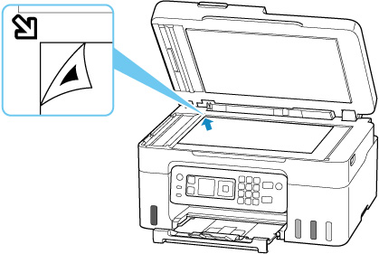 Align the mark on the sheet with the arrow on the printer