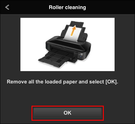 Remove any paper, then tap OK (outlined in red)