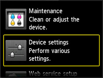Figure: Tap Device settings on the touch screen