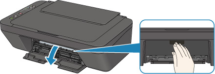 Paper output tray cover in open position