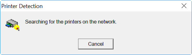 The installer will search for the printer on the network