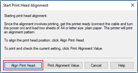 Select Align Print Head (outlined in red)