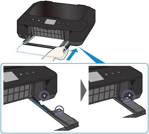 Figure: Pushing the cassette into the printer, arrows aligning