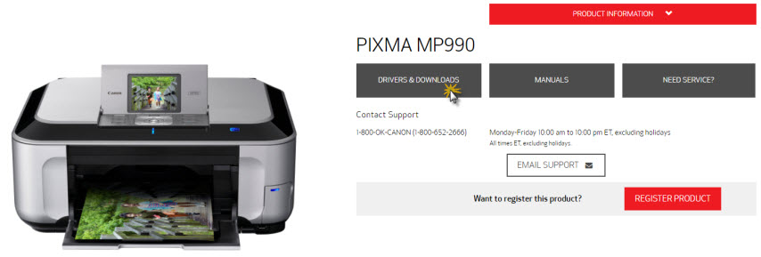 Image of PIXMA MP 990 printer to set up Drivers and Downloads