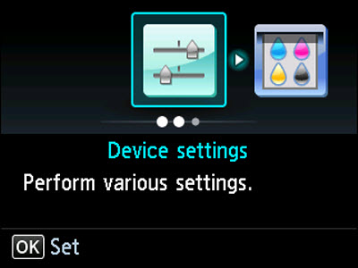 Device settings icon selected