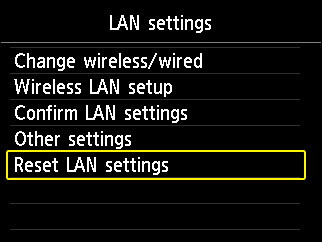 Reset LAN settings
