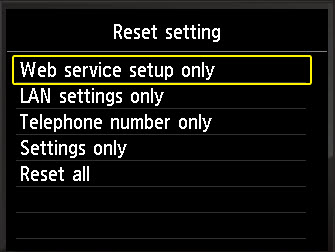 After selecting the setting you want to reset, press the OK button