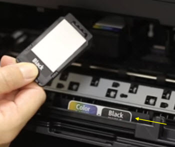 A key will indicate the positions of the ink cartridges