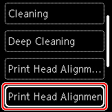 Figure: Print head alignment - manual selected