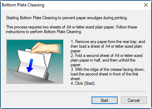 Bottom Plate Cleaning dialog window