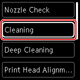 Figure: LCD with Cleaning (outlined in red) selected