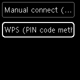 Select WPS (PIN code method) and press OK on the printer