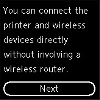 Figure: Message regarding Wireless Direct displayed on LCD