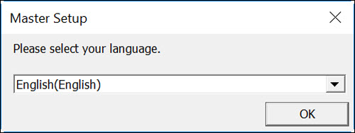 Choose your language, then click OK (outlined in red)