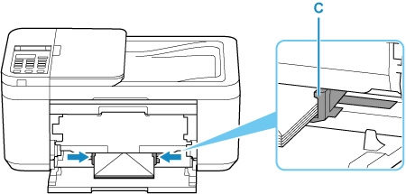 Slide the right paper guide to align both paper guides with both sides of the envelopes