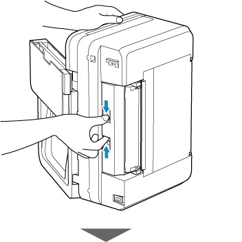 When you open the rear cover, support the printer with your hand so that it does not fall over