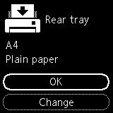 Make sure that the paper shown on the LCD matches what was loaded in the rear tray