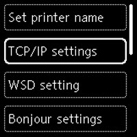 TCP/IP settings selected