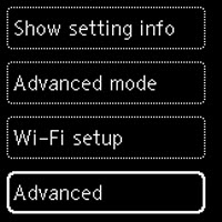 Figure: With Advanced selected, press the OK button