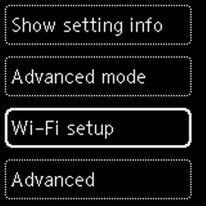 Select Wi-Fi setup and press the OK button