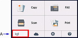 Network status (Wi-Fi icon) shown at lower left of printer panel.