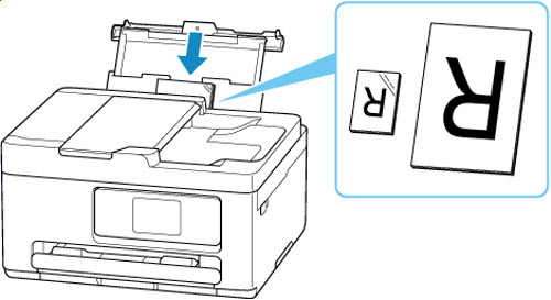 Load the paper stack in portrait orientation WITH THE PRINT SIDE FACING UP
