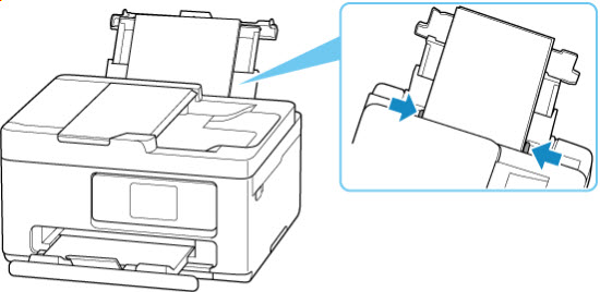 After loading two sheets of paper in the rear tray, align the paper guides of the rear tray with both edges of the paper