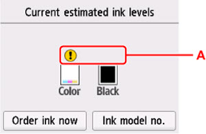 Ink levels shown