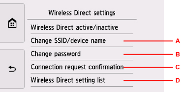 Wireless direct settings.