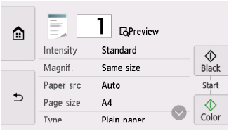 Figure: Settings available for Standard Copy