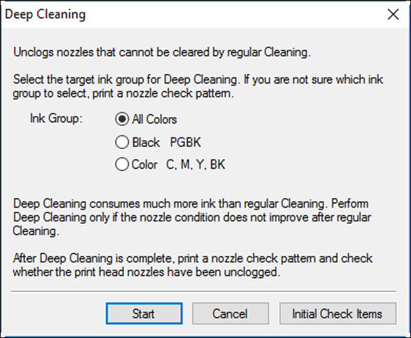 Select the ink group for Deep Cleaning