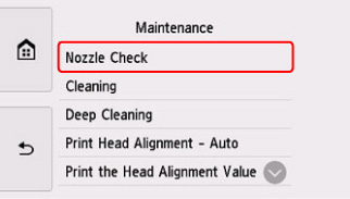 Select Nozzle Check (outlined in red)