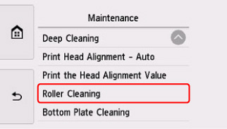 Select Roller Cleaning (outlined in red)
