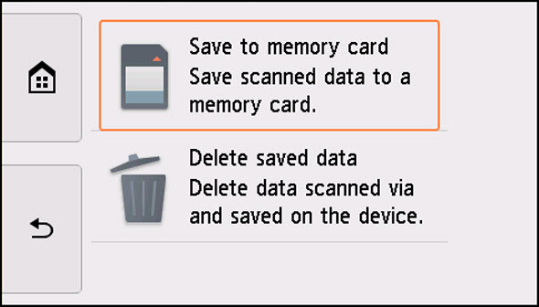 Select Save to memory card