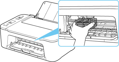 When moving the ink cartridge holder, hold it and slide it slowly to the far right or left