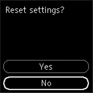 Use the arrows to confirm if you want to reset the settings and press the OK button