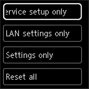 Figure: Reset settings menu