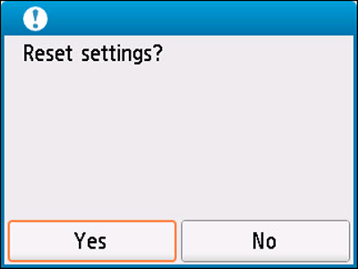 Tap Yes to reset the settings