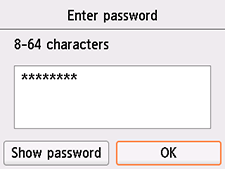 Password confirmation screen