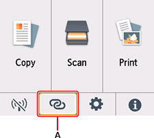 Wireless Connect Icon shown on HOME screen (bottom of the screen, 2nd slot from the left).