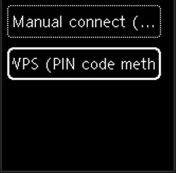 Select WPS (Push button method) and press the OK button