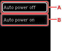 Select Auto power on or Auto power off